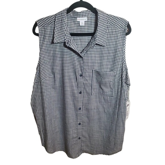 Liz Claiborne Liz Button Down Sleeveless Shirt Sz XXL - Picture 1 of 2